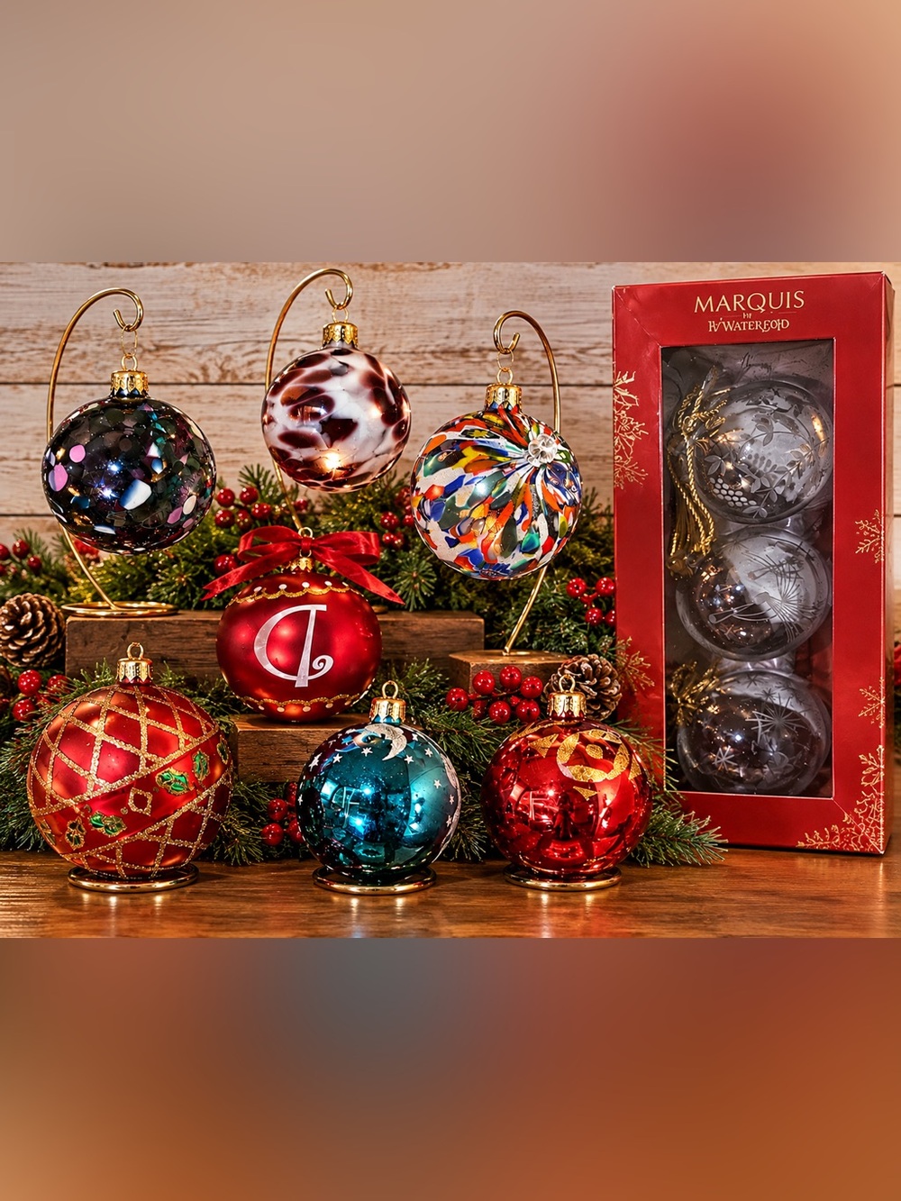 Assorted Glass Holiday Ornament Set - Marquis by Waterford